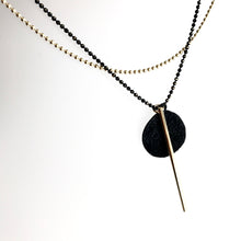 Load image into Gallery viewer, LAYERED TWO CHAIN BLACK &amp; GOLD BAR Necklace - Gold Plated Hand made in Ireland
