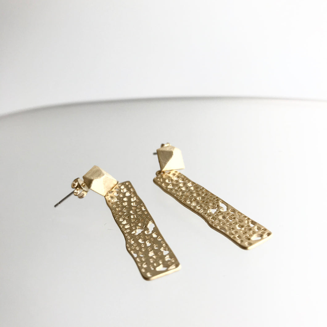 Column Drop Earrings - Gold Plated Hand made in Ireland