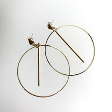 Load image into Gallery viewer, GOLD HOOP BAR DROP EARINGS - Gold Plated Hand made in Ireland
