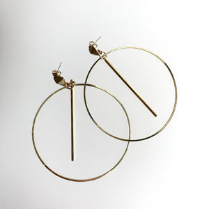 GOLD HOOP BAR DROP EARINGS - Gold Plated Hand made in Ireland