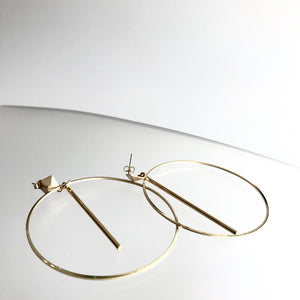 GOLD HOOP BAR DROP EARINGS - Gold Plated Hand made in Ireland