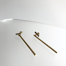 Load image into Gallery viewer, GOLD BAR DROP EARINGS - Gold Plated Hand made in Ireland
