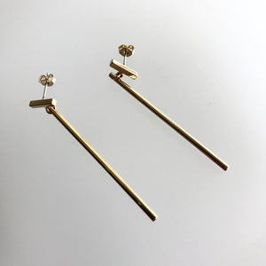 GOLD BAR DROP EARINGS - Gold Plated Hand made in Ireland