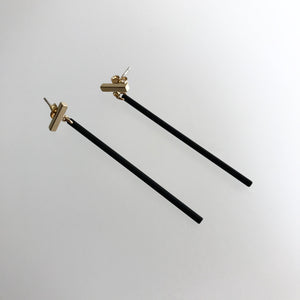BLACK BAR DROP EARINGS - Gold Plated Hand made in Ireland