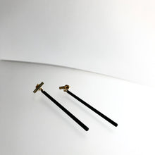 Load image into Gallery viewer, BLACK BAR DROP EARINGS - Gold Plated Hand made in Ireland
