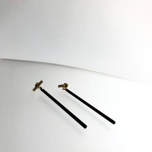 BLACK BAR DROP EARINGS - Gold Plated Hand made in Ireland