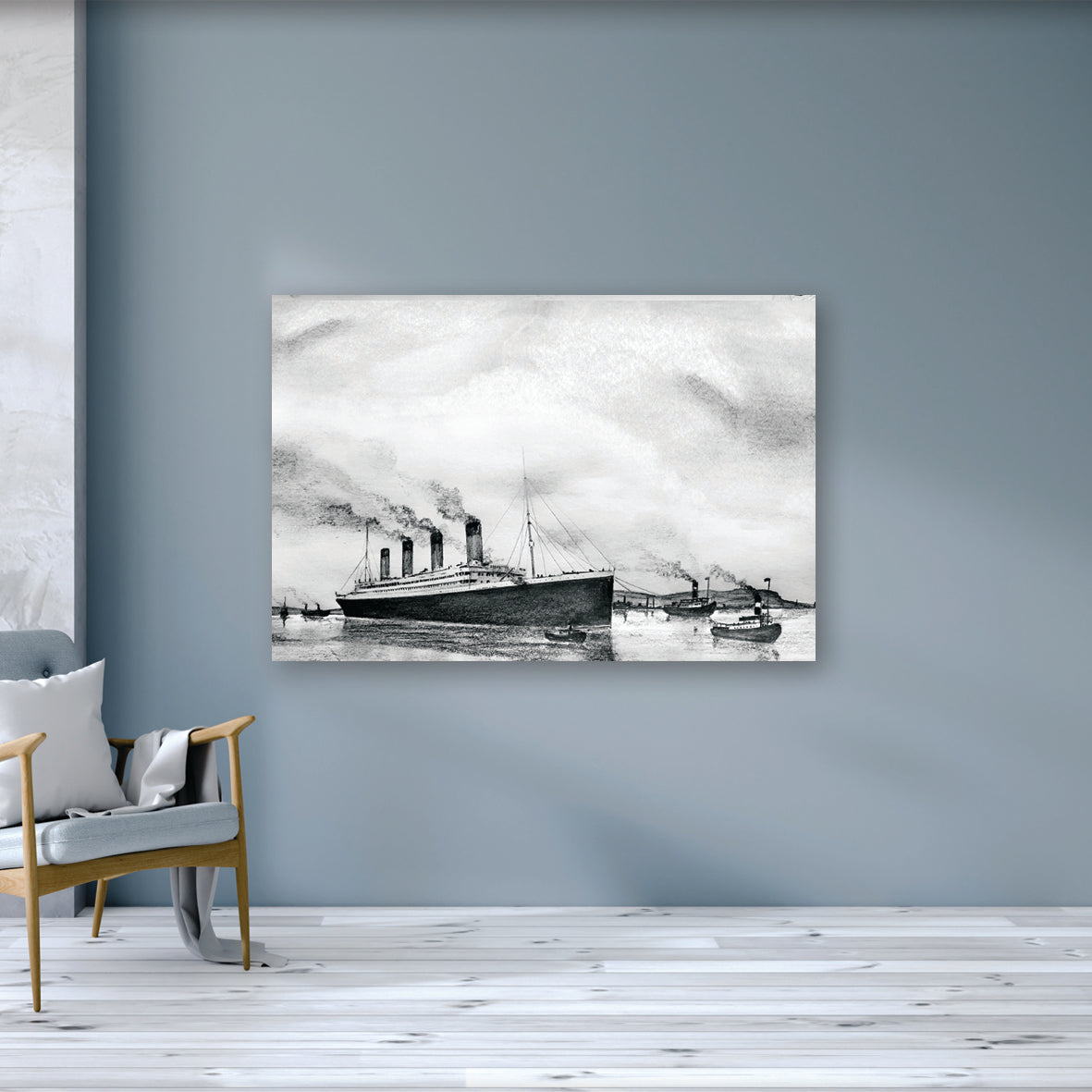 TITANIC LEAVING BELFAST - 1912 Shipyard Unsinkable Ship County Antrim by Stephen Farnan