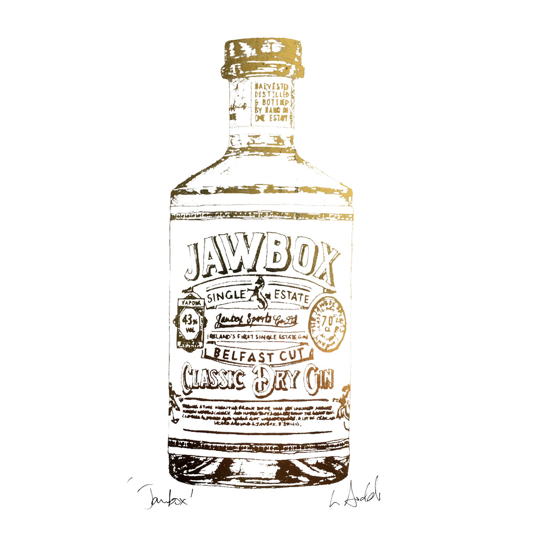 JAWBOX Irish Gin Bottle - Stunning Metallic Art