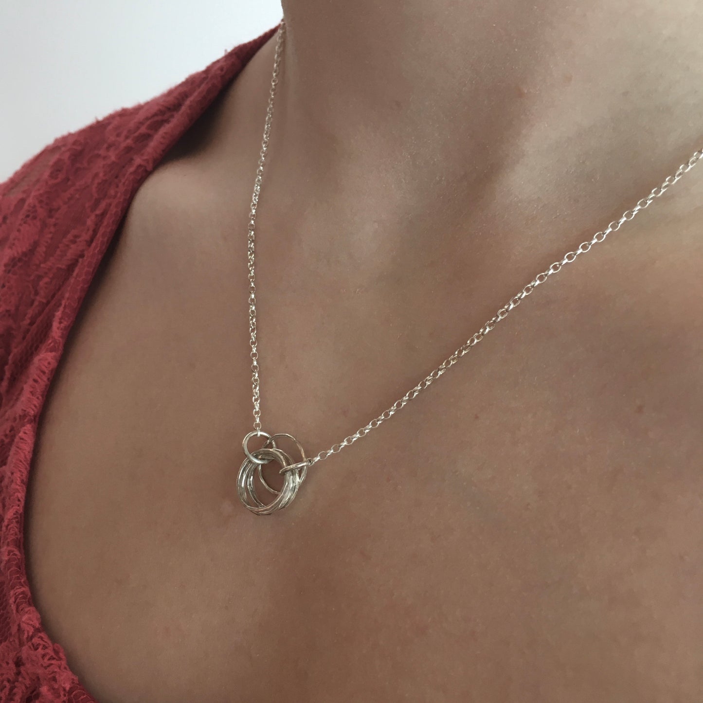 DOORUS - Silver Hammered Ring Necklace - Made in Ireland