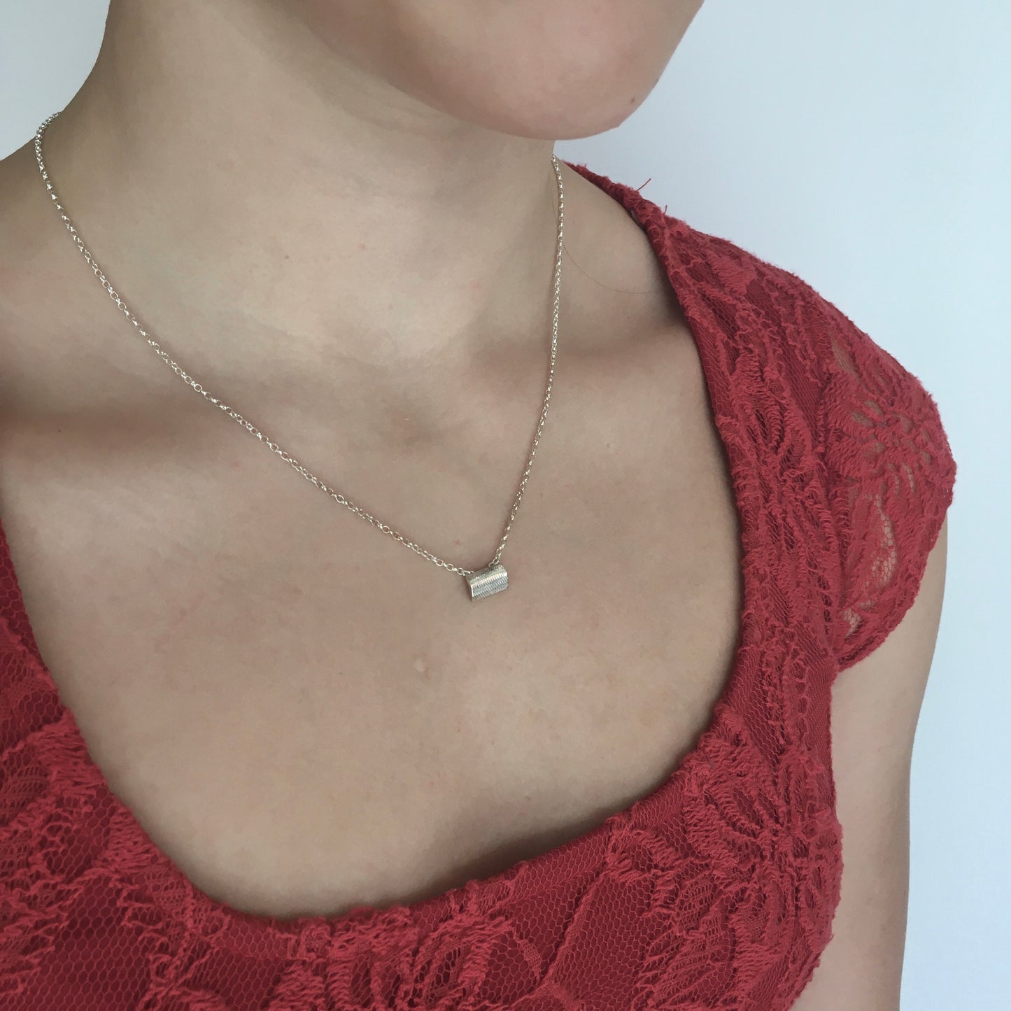 CARROW - Rectangle Hammered Textured Pendant Necklace - Made in Ireland