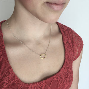 Tarrea - Gold Plated Beaten Oval Ring Necklace - Made in Ireland