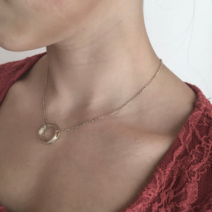 DOORUS - Silver + Gold Plate Hammered Ring Necklace - Made in Ireland