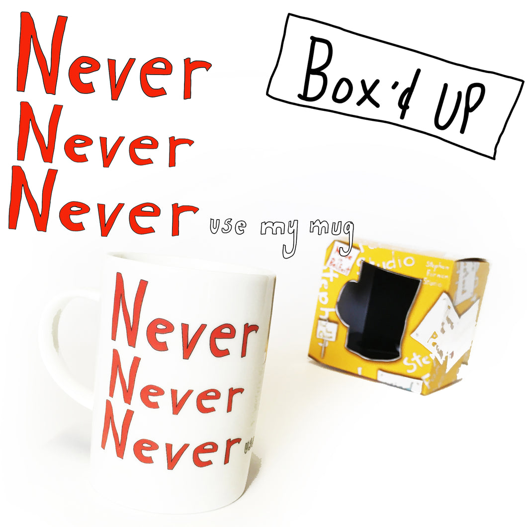 NEVER NEVER NEVER - use my mug - Belfast - humorous - bone - china - mug